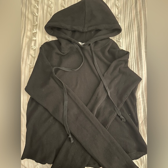 Tops - Black Waffle Hoodie